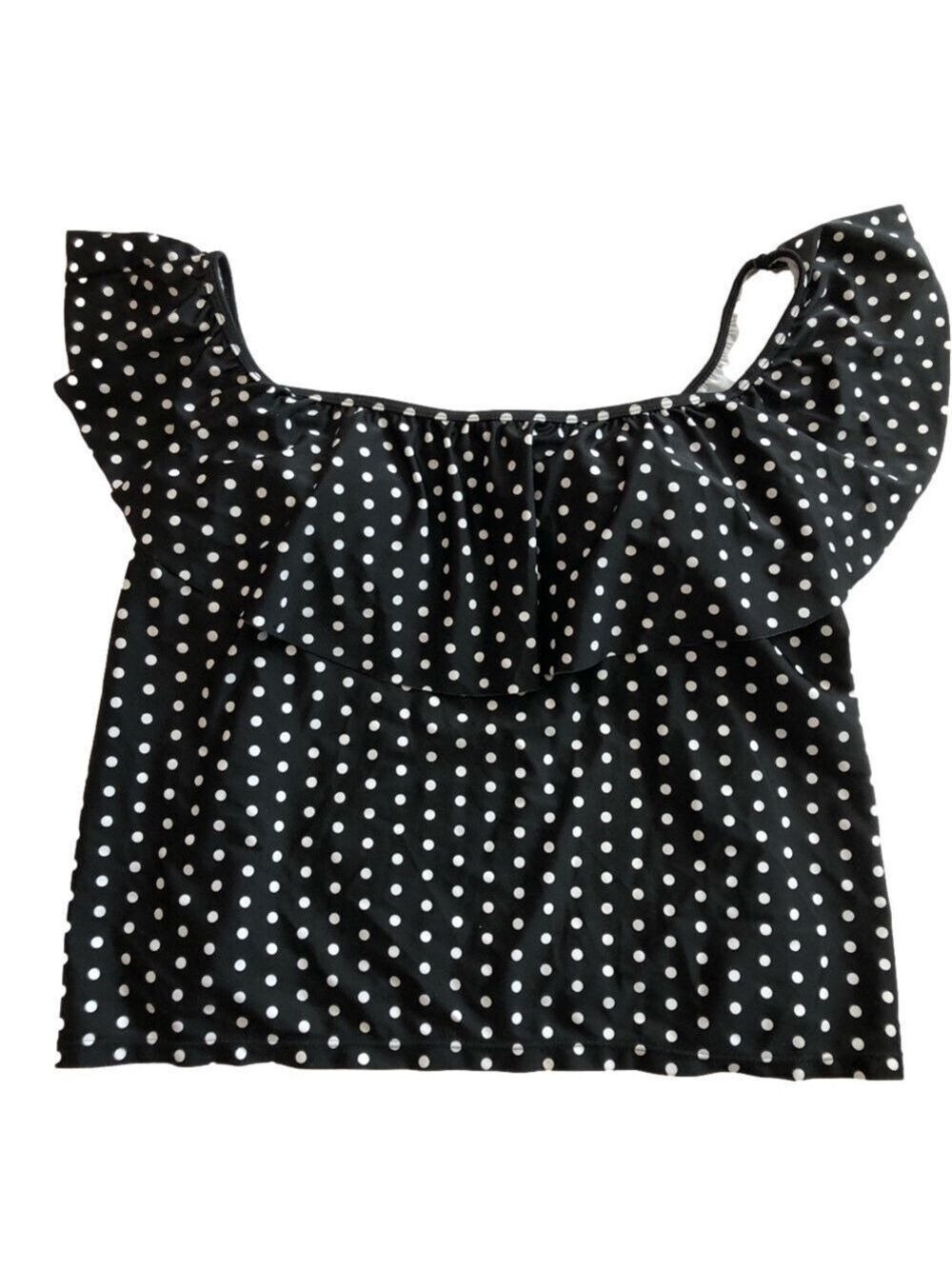 Bongo Size OX tankini top polka dot ruffle sleeve pin-up girl flirty
